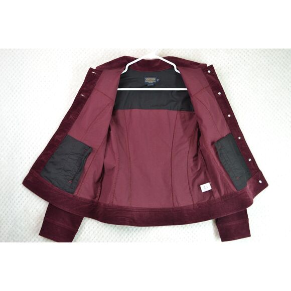 Pendleton Snap Jacket Women's Medium Petite Burgundy Corduroy Jacket - Picture 6 of 13
